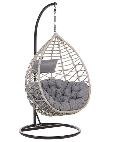 Hanging Chair with Stand ARSITA PE Rattan Grey