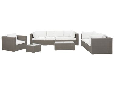 Loungeset met tafel 8-zits MAESTRO modulair PE rotan Taupe