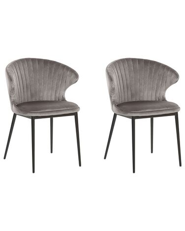 Lot de 2 chaises de salle à manger AUGUSTA Velours Gris