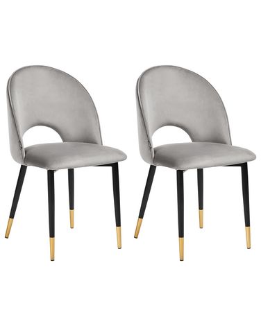 Lot de 2 chaises de salle à manger MAGALIA Velours Gris