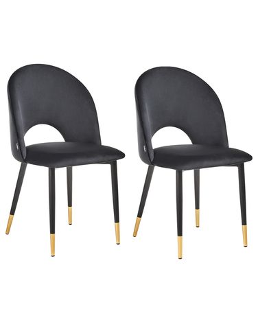 Lot de 2 chaises de salle à manger MAGALIA Velours Noir