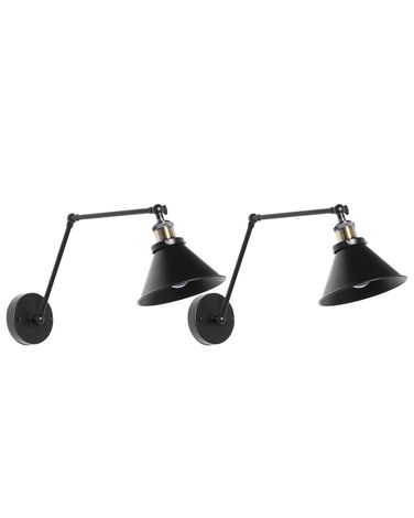 Lot de 2 lampes murales NARVA Réglable Métal Noir