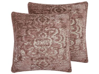 Lot de 2 coussins décoratifs VAKAYAR Coton 45 x 45 cm Rose Motif floral