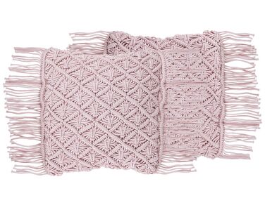 Lot de 2 coussins décoratifs YANIKLAR Coton 40 x 40 cm Rose Motif géométrique