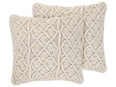 Lot de 2 coussins décoratifs GOREME Coton 45 x 45 cm Beige clair Motif géométrique