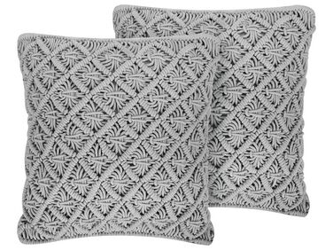 Lot de 2 coussins décoratifs KIZKALESI Coton 45 x 40 cm Gris Motif géométrique