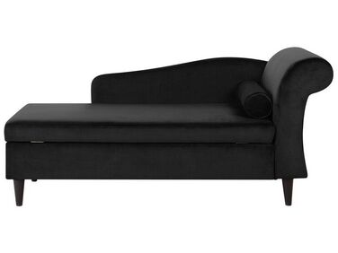 Right-Hand Chaise Longue LUIRO Velvet Black with Storage