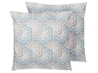 Lot de 2 coussins décoratifs PRIMROSE 45 x 45 cm Bleu clair Ikat