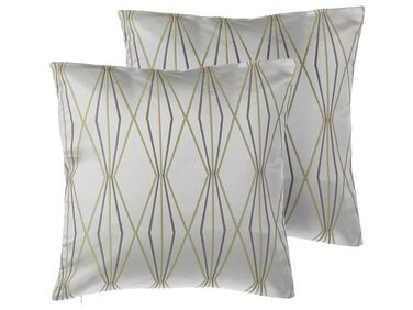 Lot de 2 coussins décoratifs FENNEL 45 x 45 cm Blanc Motif géométrique
