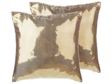 Lot de 2 coussins décoratifs ASTER 45 x 45 cm Doré Unicolore
