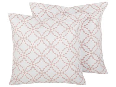 Lot de 2 coussins décoratifs VERBENA Coton 45 x 45 cm Rose Motif géométrique