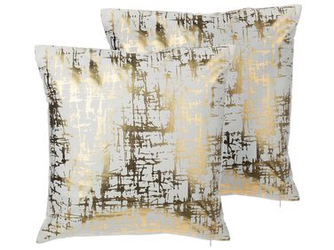 Lot de 2 coussins décoratifs GARDENIA Coton 45 x 45 cm Doré Motif abstrait