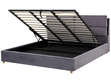 Lit ottoman Velours BATILLY 180 x 200 cm Gris