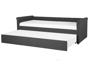 Lit gigogne Tissu LIBOURNE 80 x 200 cm Gris foncé