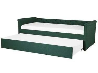 Lit gigogne Tissu LIBOURNE 80 x 200 cm Vert foncé