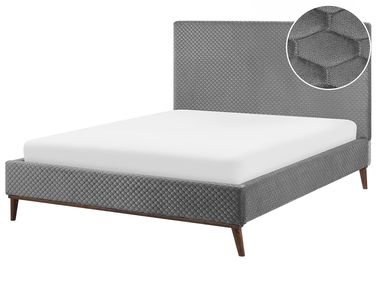 Lit avec sommier Velours BAYONNE 140 x 200 cm Gris clair