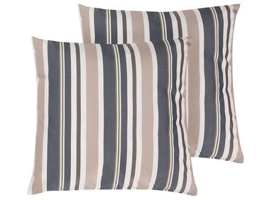 Lot de 2 coussins d'extérieur KASTOS À rayure 40 x 40 cm Taupe