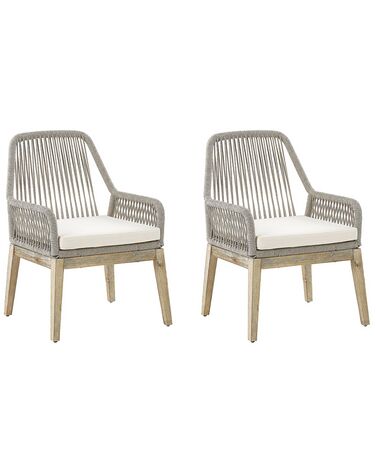 Lot de 2 chaises de jardin avec coussins OLBIA Blanc cassé
