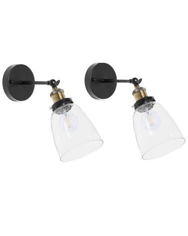 Lot de 2 lampes murales LOVAT Réglable Métal Transparent Noir