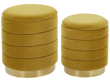 Lot de 2 poufs avec rangement GARLAND Velours Moutarde