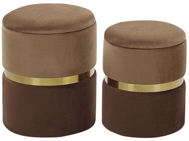 Lot de 2 poufs avec rangement WICHITA Velours Marron