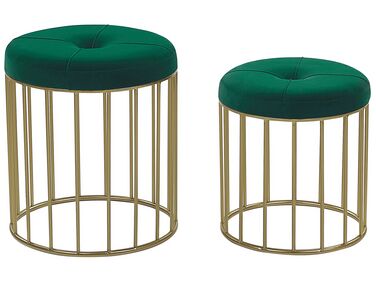 Lot de 2 tabourets LUBBOCK Velours Vert foncé