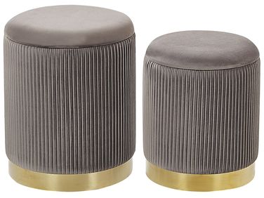 Lot de 2 poufs avec rangement MIRAMAR Velours Gris