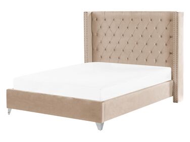 Lit avec sommier Velours LUBBON 160 x 200 cm Beige
