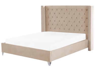 Lit avec sommier Velours LUBBON 180 x 200 cm Beige