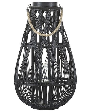 Lantaarn TONGA Bamboe 56 cm Zwart
