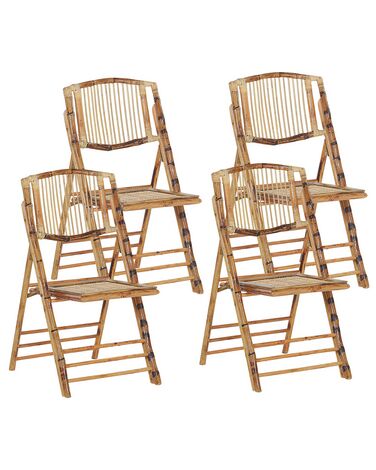 Lot de 4 chaises de salle à manger Pliant TRENTOR Bambou Naturel
