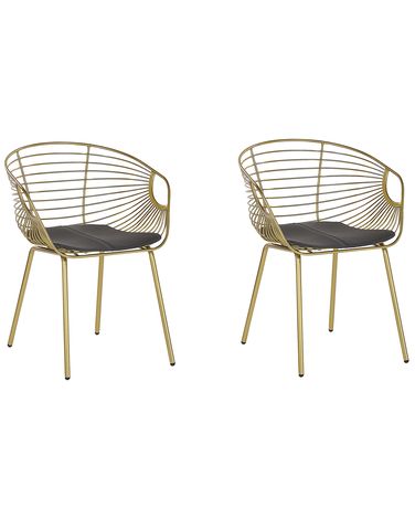 Lot de 2 chaises de salle à manger HOBACK Métal Doré