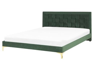 Lit avec sommier Velours LIMOUX 160 x 200 cm Vert foncé