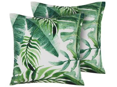 Lot de 2 coussins d'extérieur PAVELLI Motif de plante 45 x 45 cm Vert