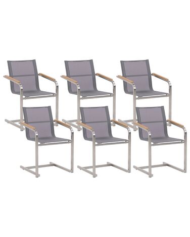 Lot de 6 chaises de jardin COSOLETO Acier inox Gris