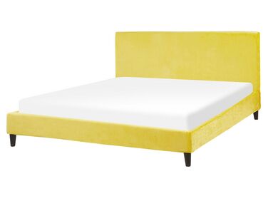 Lit avec sommier Velours FITOU 160 x 200 cm Jaune