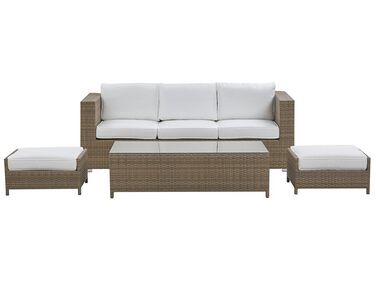 Loungeset met tafel en ottomaan 5-zits BELLUNO PE rotan Wit