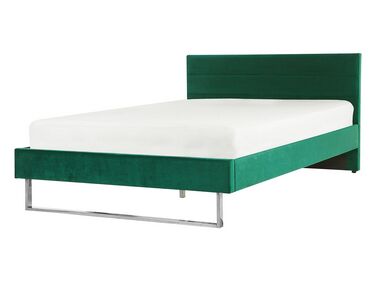 Lit avec sommier Velours BELLOU 140 x 200 cm Vert