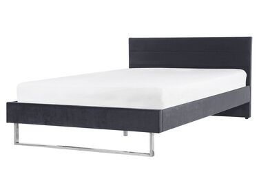 Lit avec sommier Velours BELLOU 160 x 200 cm Gris foncé