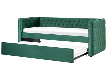 Lit gigogne Velours GASSIN 90 x 200 cm Vert émeraude