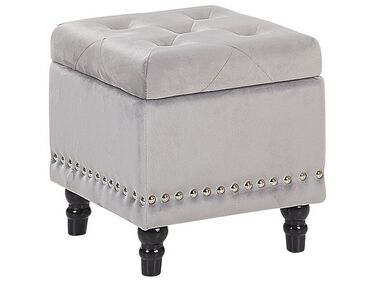 Pouf de rangement LORETTO Velours Gris clair