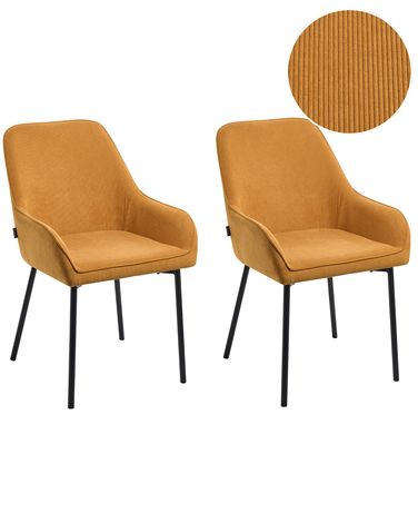 Lot de 2 chaises de salle à manger LOVERNA Velours côtelé Moutarde