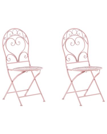 Lot de 2 chaises de jardin ALBINIA Métal Rose