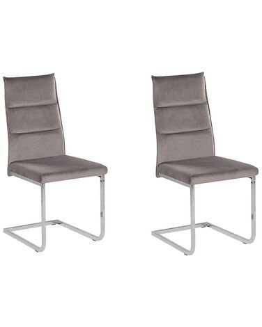 Lot de 2 chaises de salle à manger ROCKFORD Velours Gris