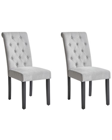 Lot de 2 chaises de salle à manger VELVA Tissu Gris