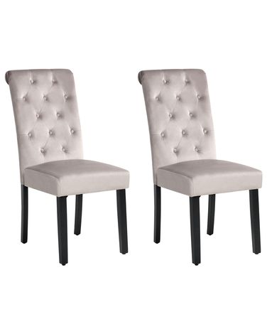 Lot de 2 chaises de salle à manger VELVA Velours Gris
