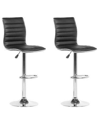 Lot de 2 chaises de bar LUCERNE Cuir PU Noir
