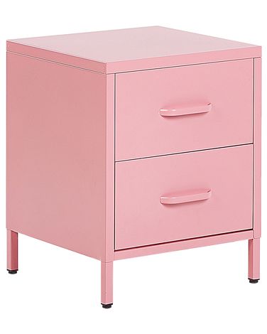 Nachtkastje met 2 lades MALAVI Metaal Roze
