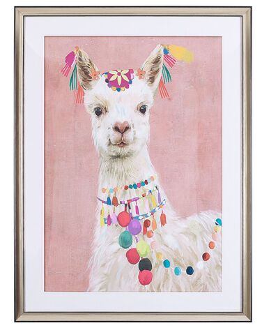 Framed Wall Print BALALA Animal Motif 60 x 80 cm Pink