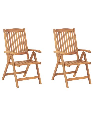 Lot de 2 chaises de jardin JAVA Acacia Marron clair